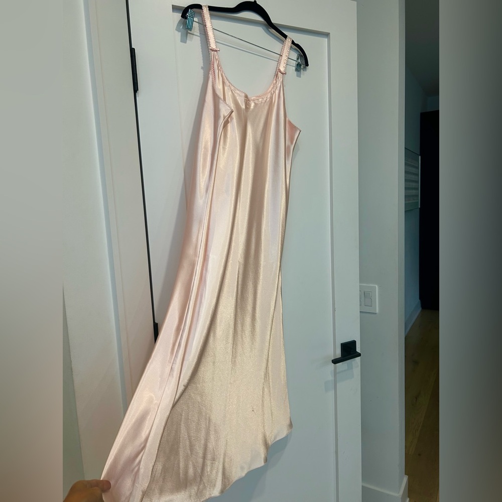 Pink satin nightgown or slip dress